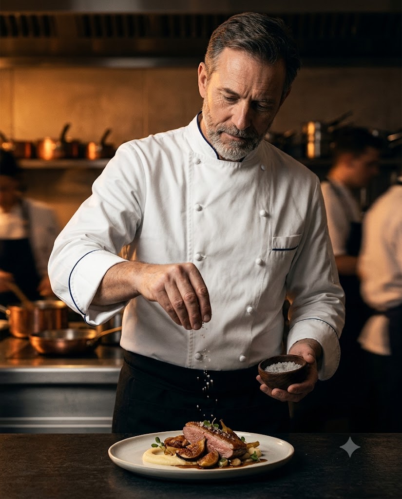 Chef finishing a dish
